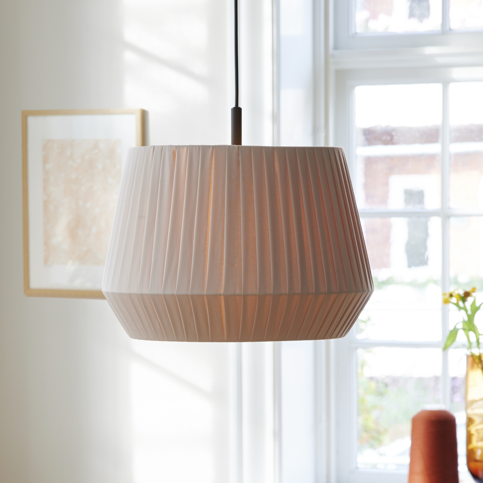 Hanglamp Dicte, handgebonden, Ø 40 cm, amber